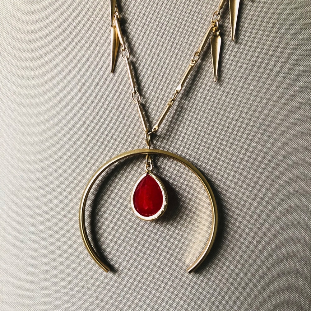 Gold and Red Stoned Necklace